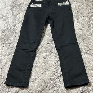 Little Girls Black Jeans with Sequin Pockets